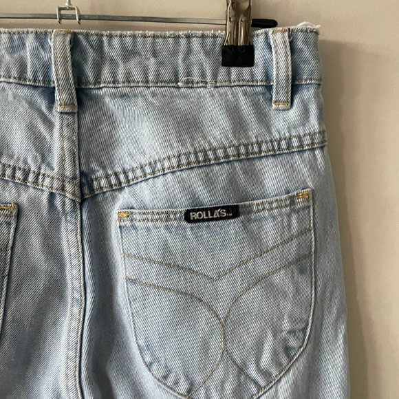 Rollas Classic Straight Light Wash Distressed High Rise Denim Jeans Blue 26 - Picture 4 of 7